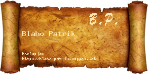 Blaho Patrik névjegykártya